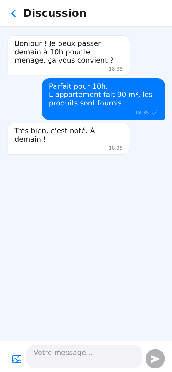 Yallah.ma chat between client and provider